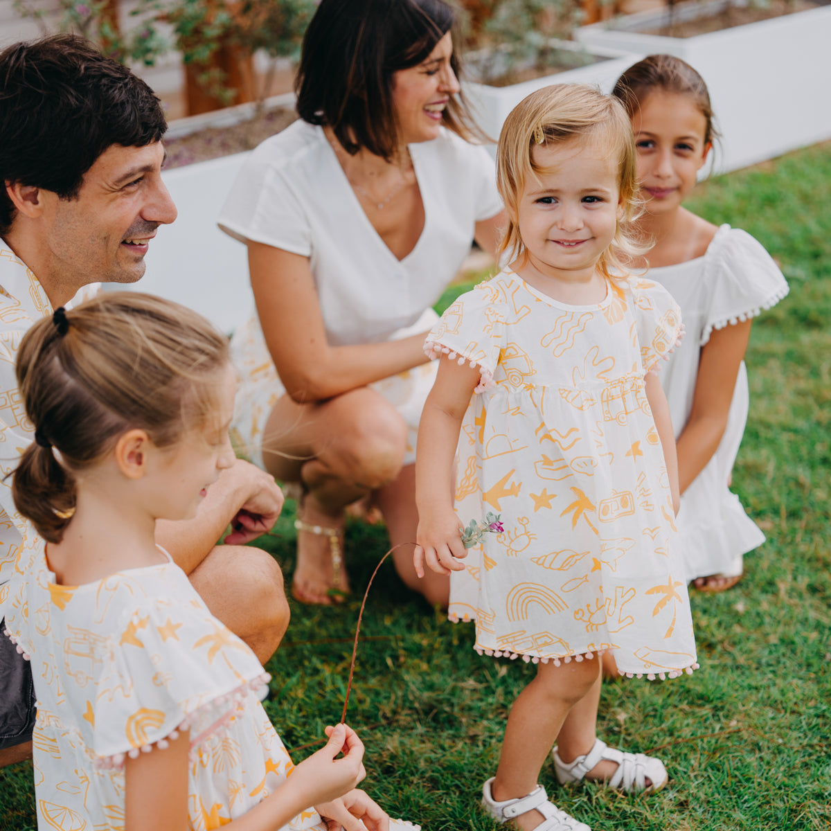 Resort Series - Baby Girl Flutter Sleeves Baby Doll Dress in Island Print by Le Petit Society — image 2