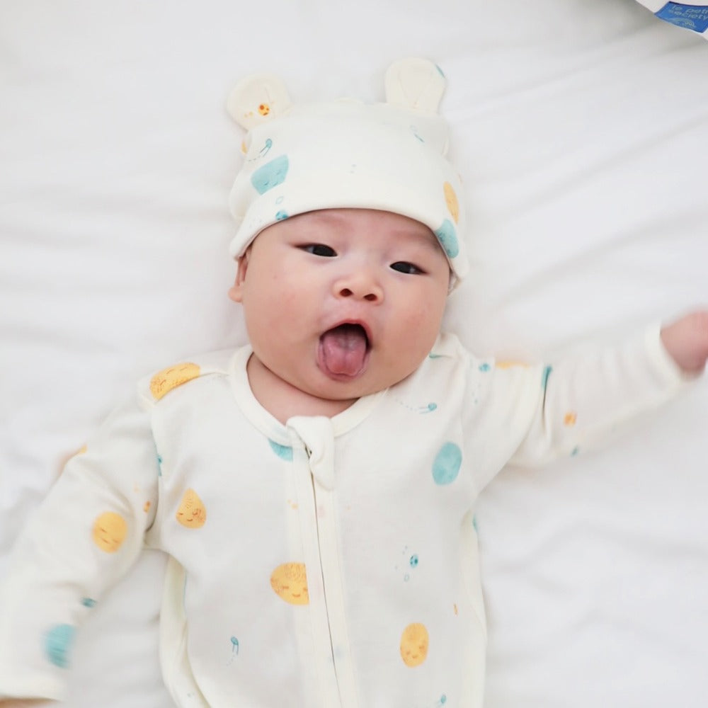 Baby Organic Bear Hat in Planets Print by Le Petit Society — image 3