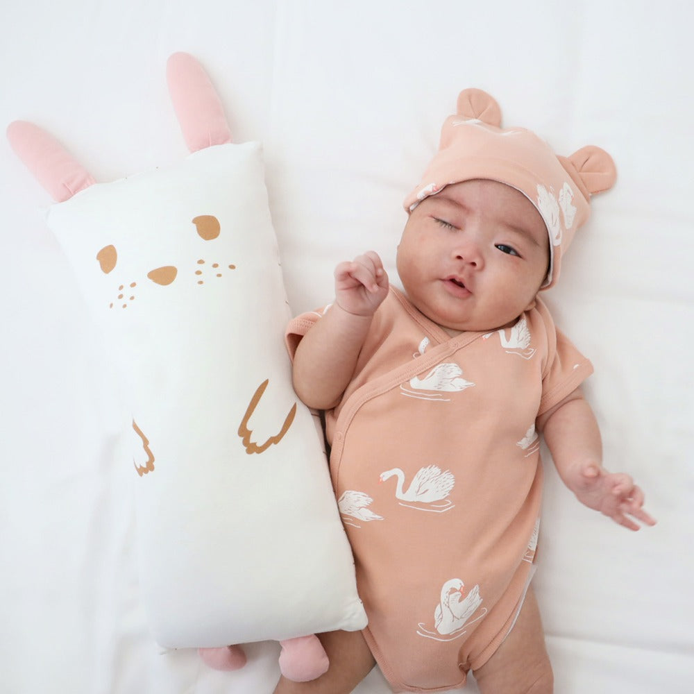 Baby Organic Bear Hat in Swan Print by Le Petit Society — image 2