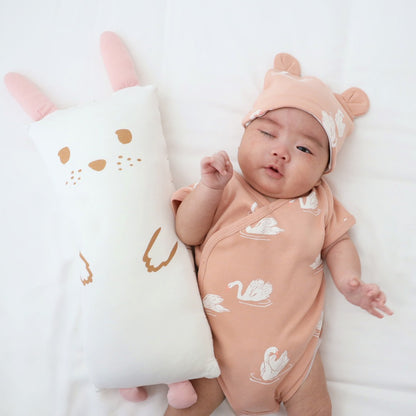 Baby Organic Bear Hat in Swan Print by Le Petit Society — image 2