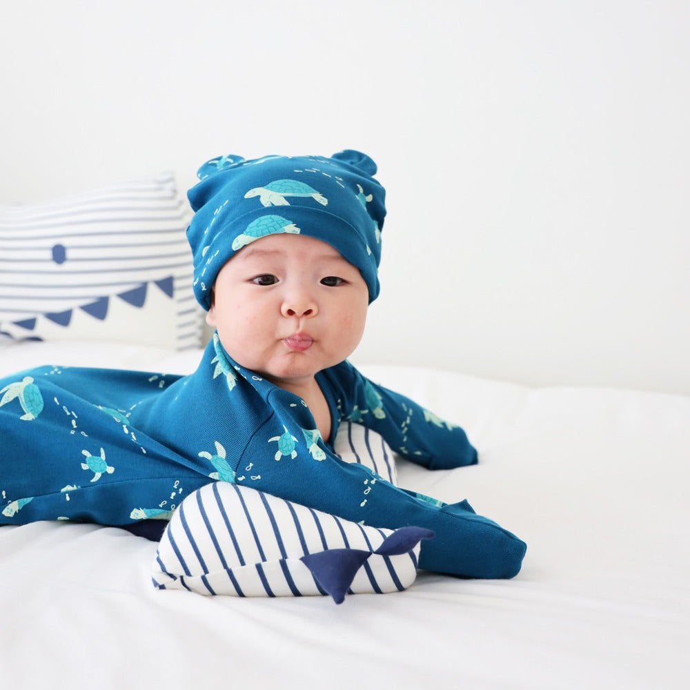 Baby Organic Bear Hat in Turtle Print by Le Petit Society — image 4