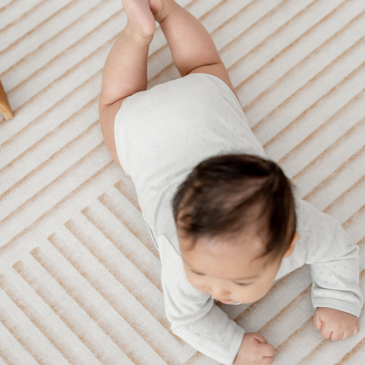 Baby Organic Long Sleeve Kimono Romper in Grey by Le Petit Society — image 6