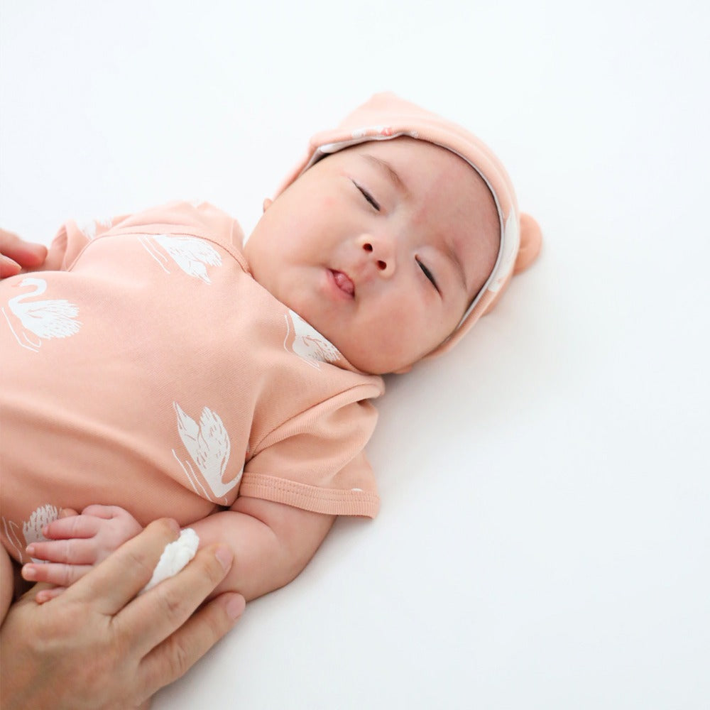 Baby Organic Kimono Romper in Swan Print by Le Petit Society — image 4