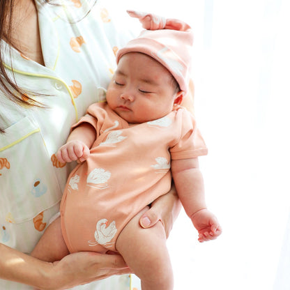 Baby Organic Kimono Romper in Swan Print by Le Petit Society — image 5