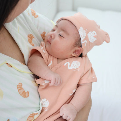 Baby Organic Kimono Romper in Swan Print by Le Petit Society — image 2