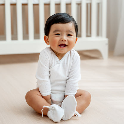 Organic Baby Booties in White by Le Petit Society — image 4