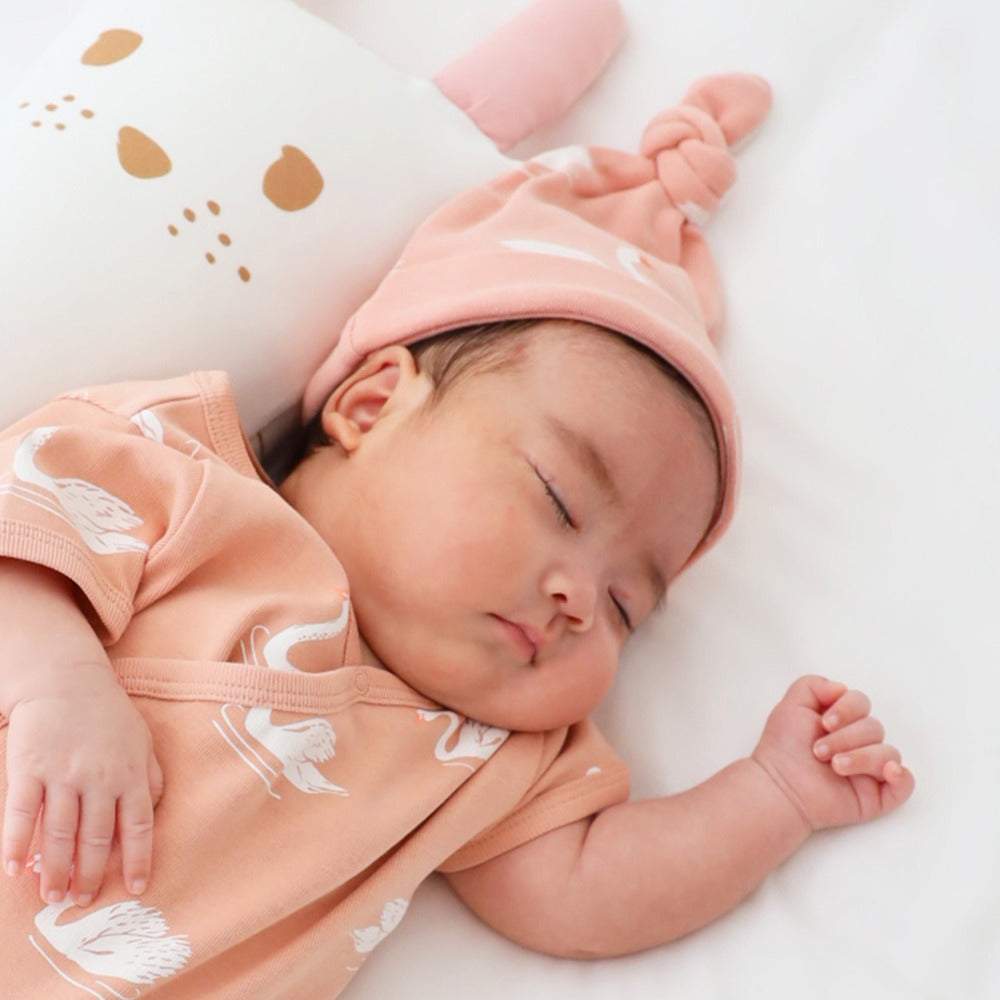 Baby Organic Knotted Hat in Swan Print by Le Petit Society — image 2