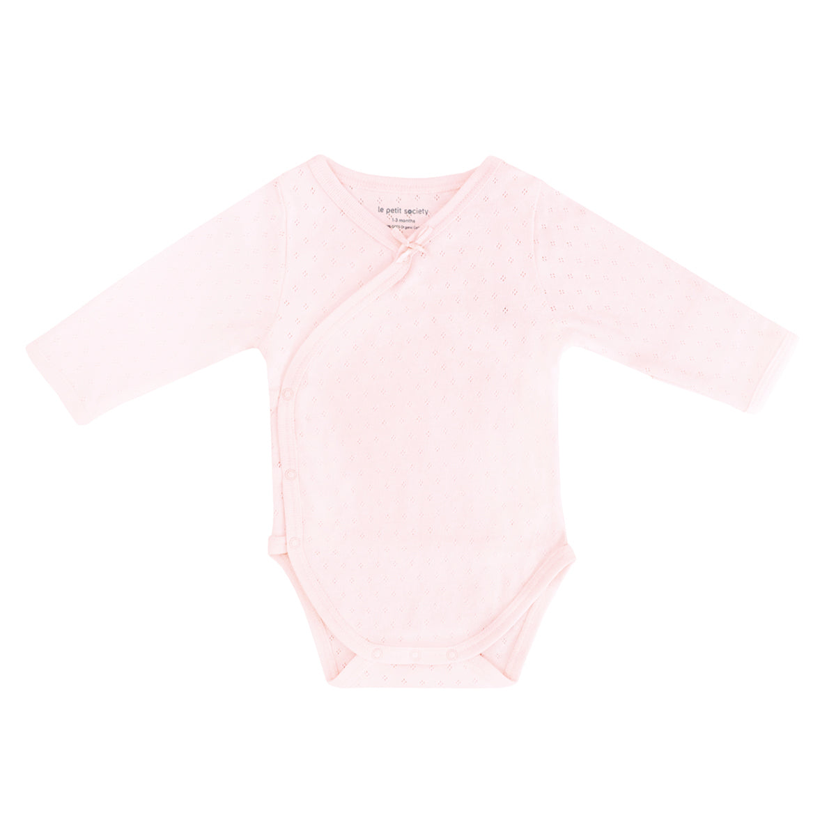 Baby Organic Long Sleeve Kimono Romper in Pink by Le Petit Society — image 2