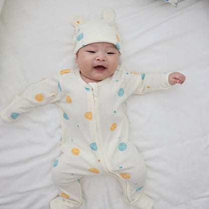Baby Organic Zip Sleepsuit with Foldable Mittens & Footies in Planets by Le Petit Society — image 5