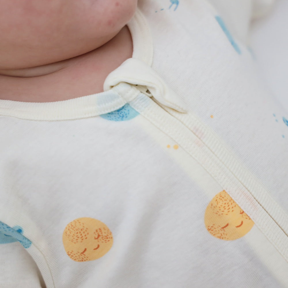 Baby Organic Zip Sleepsuit with Foldable Mittens & Footies in Planets by Le Petit Society — image 6