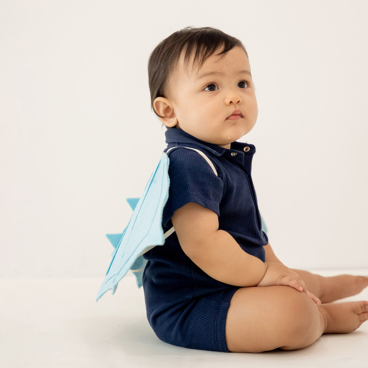 Baby Polo Romper in Navy Waffle Jersey by Le Petit Society — image 7