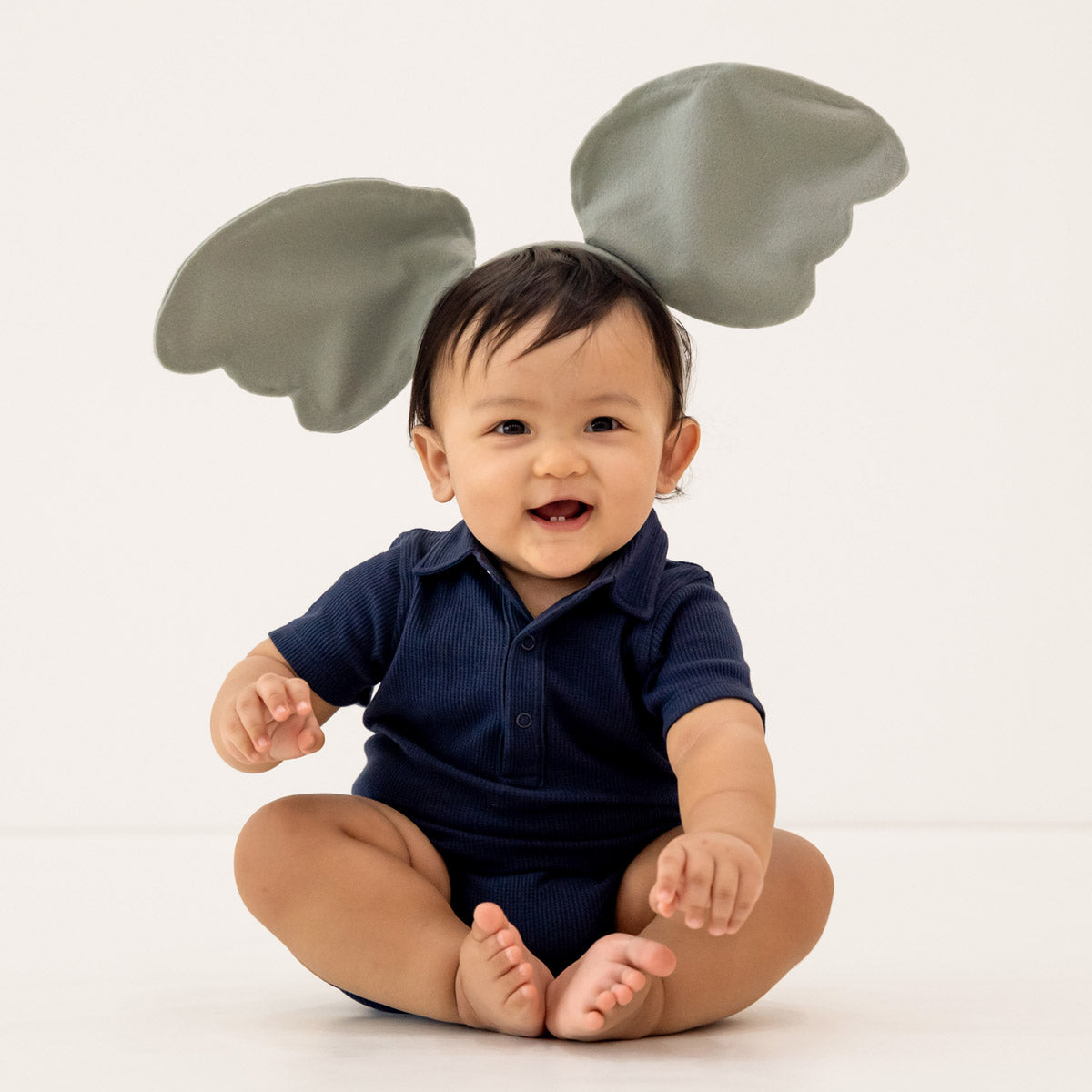 Baby Polo Romper in Navy Waffle Jersey by Le Petit Society — image 2