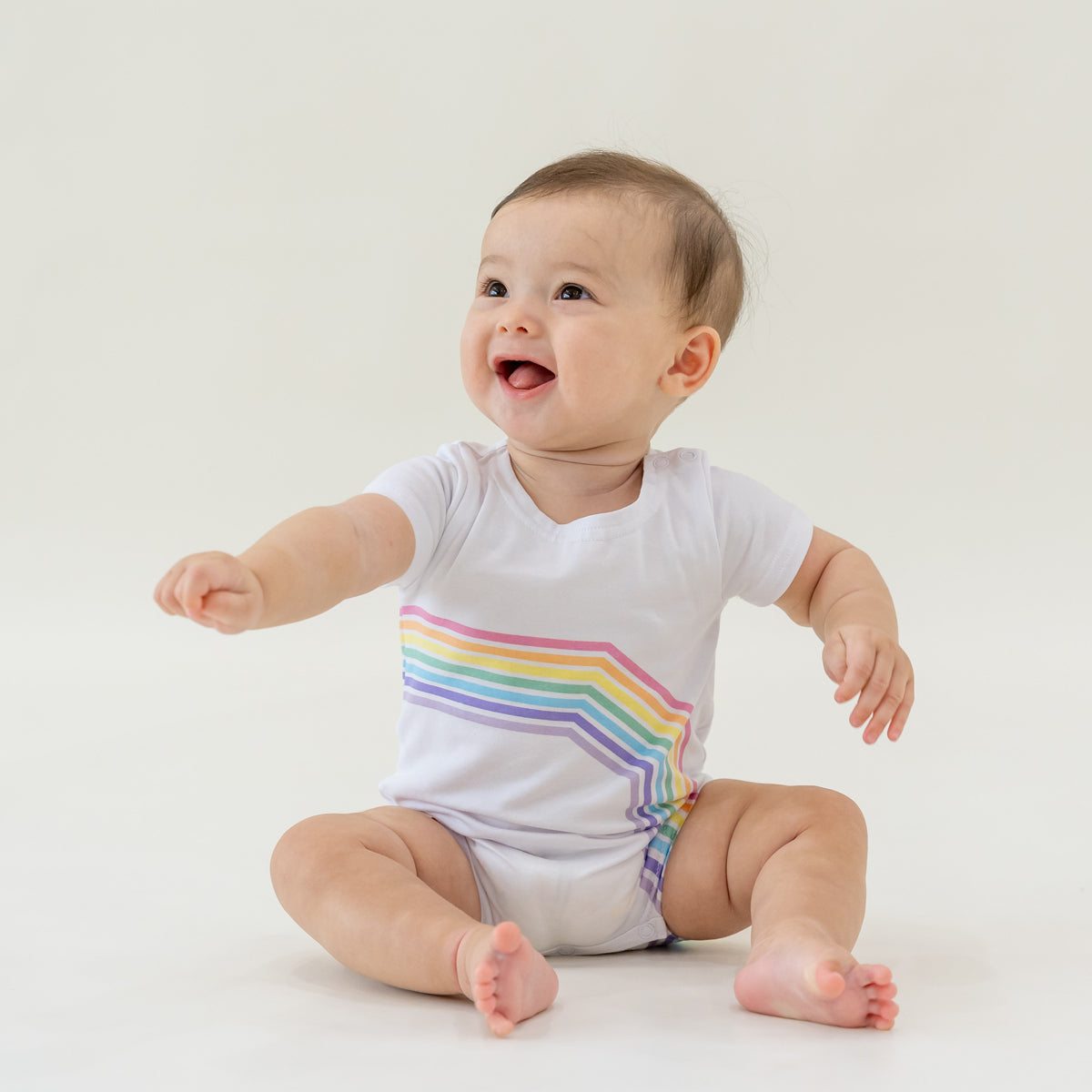 Rainbow Series - Baby Romper in Pastel (Right Arc) by Le Petit Society — image 6