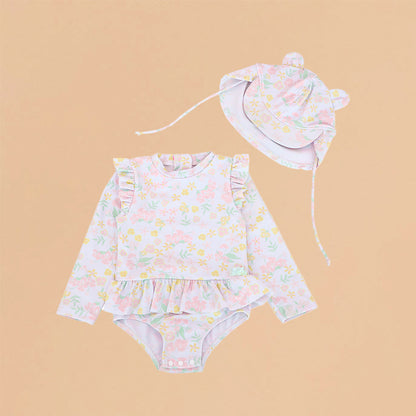 Baby Ruffle Swimsuit in Pastel Floral by Le Petit Society — image 5