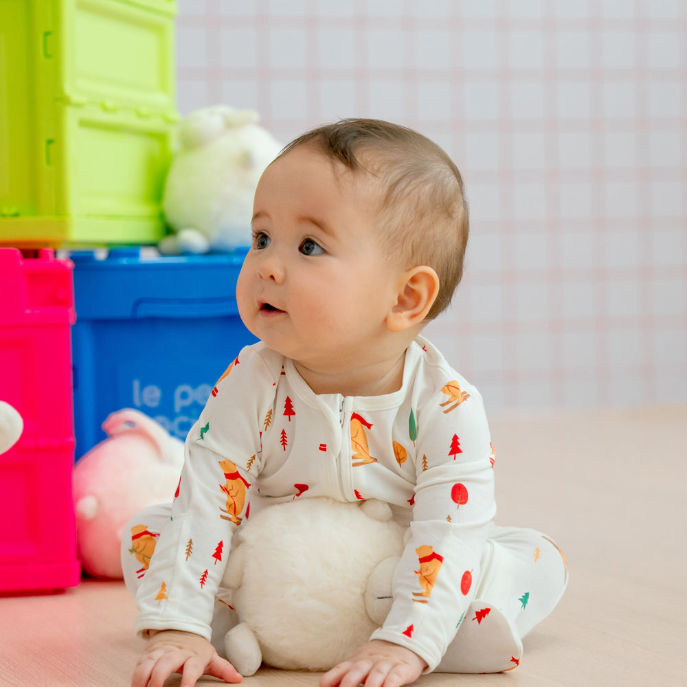 Baby Bamboo Sleepsuit in Ski Bear Print by Le Petit Society — image 10