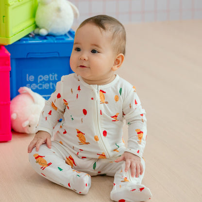 Baby Bamboo Sleepsuit in Ski Bear Print by Le Petit Society — image 3