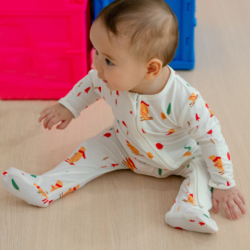 Baby Bamboo Sleepsuit in Ski Bear Print by Le Petit Society — image 5