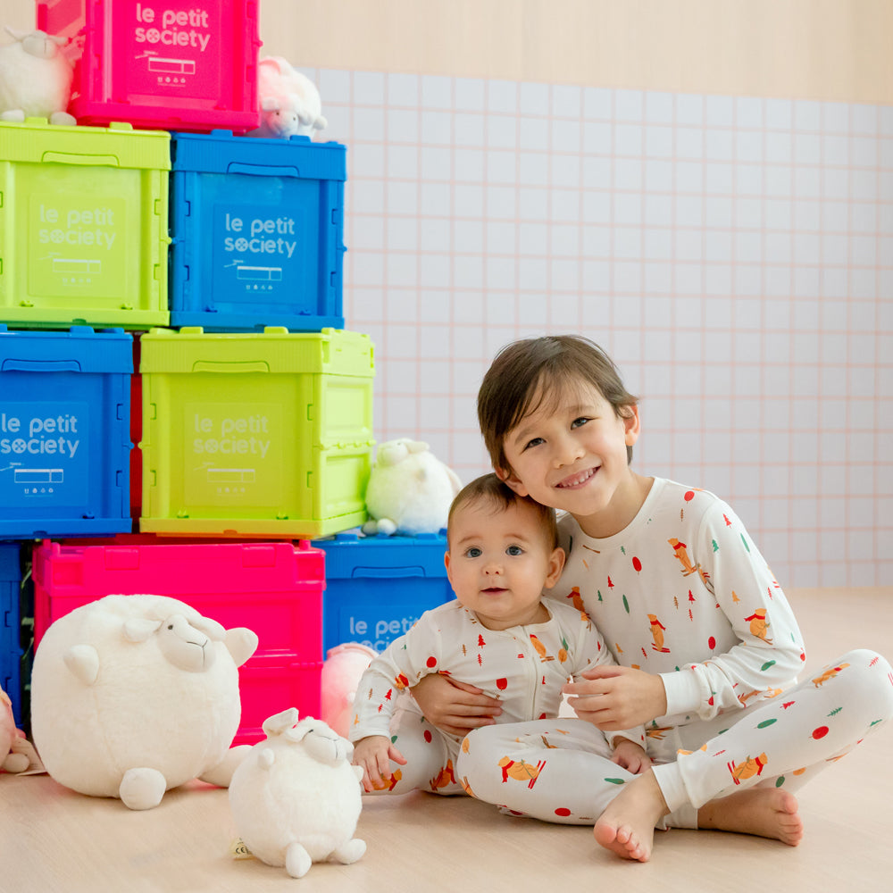 Baby Bamboo Sleepsuit in Ski Bear Print by Le Petit Society — image 2