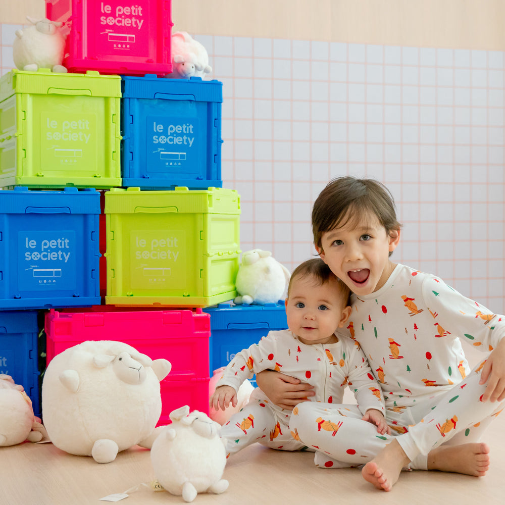 Kids Bamboo Pyjamas in Ski Bear Print by Le Petit Society — image 2