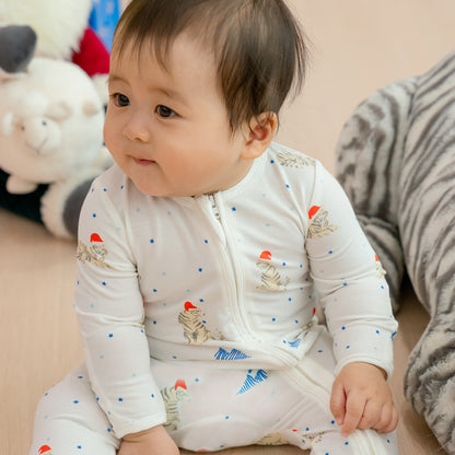 Baby Bamboo Sleepsuit in Snow Tiger Print by Le Petit Society — image 3