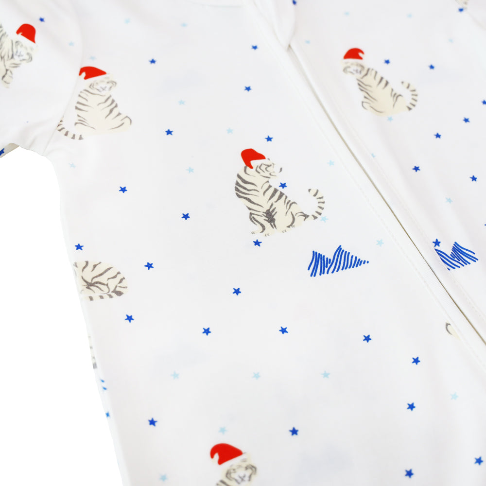 Baby Bamboo Sleepsuit in Snow Tiger Print by Le Petit Society — image 6