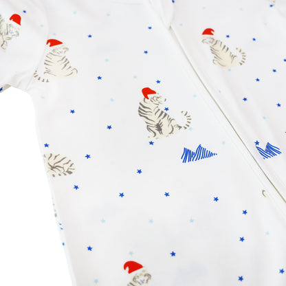 Baby Bamboo Sleepsuit in Snow Tiger Print by Le Petit Society — image 6
