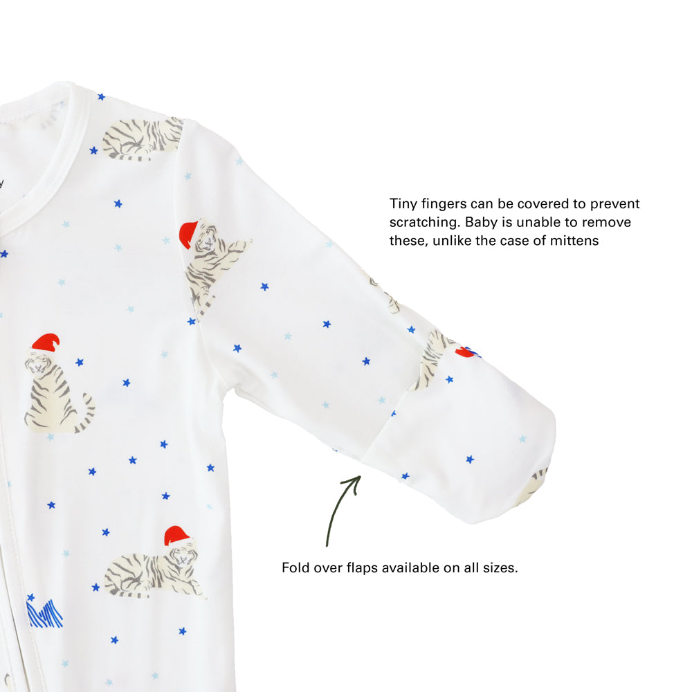Baby Bamboo Sleepsuit in Snow Tiger Print by Le Petit Society — image 8