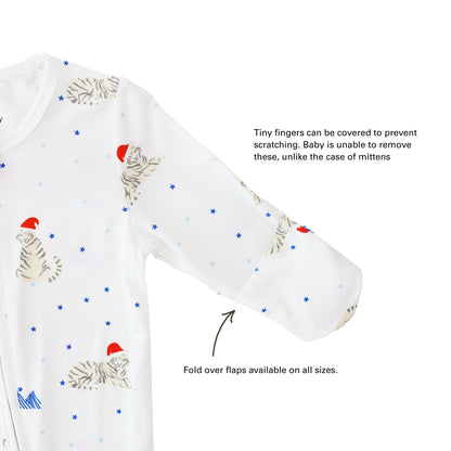 Baby Bamboo Sleepsuit in Snow Tiger Print by Le Petit Society — image 8