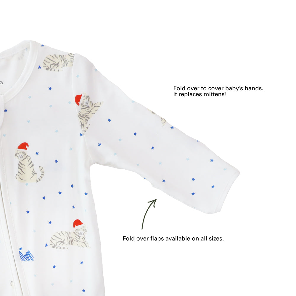 Baby Bamboo Sleepsuit in Snow Tiger Print by Le Petit Society — image 7