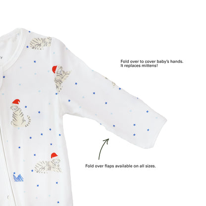 Baby Bamboo Sleepsuit in Snow Tiger Print by Le Petit Society — image 7