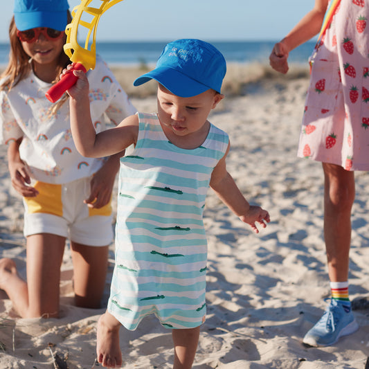 Made For Play - Baby Sleeveless Romper in Crocodile Print by Le Petit Society