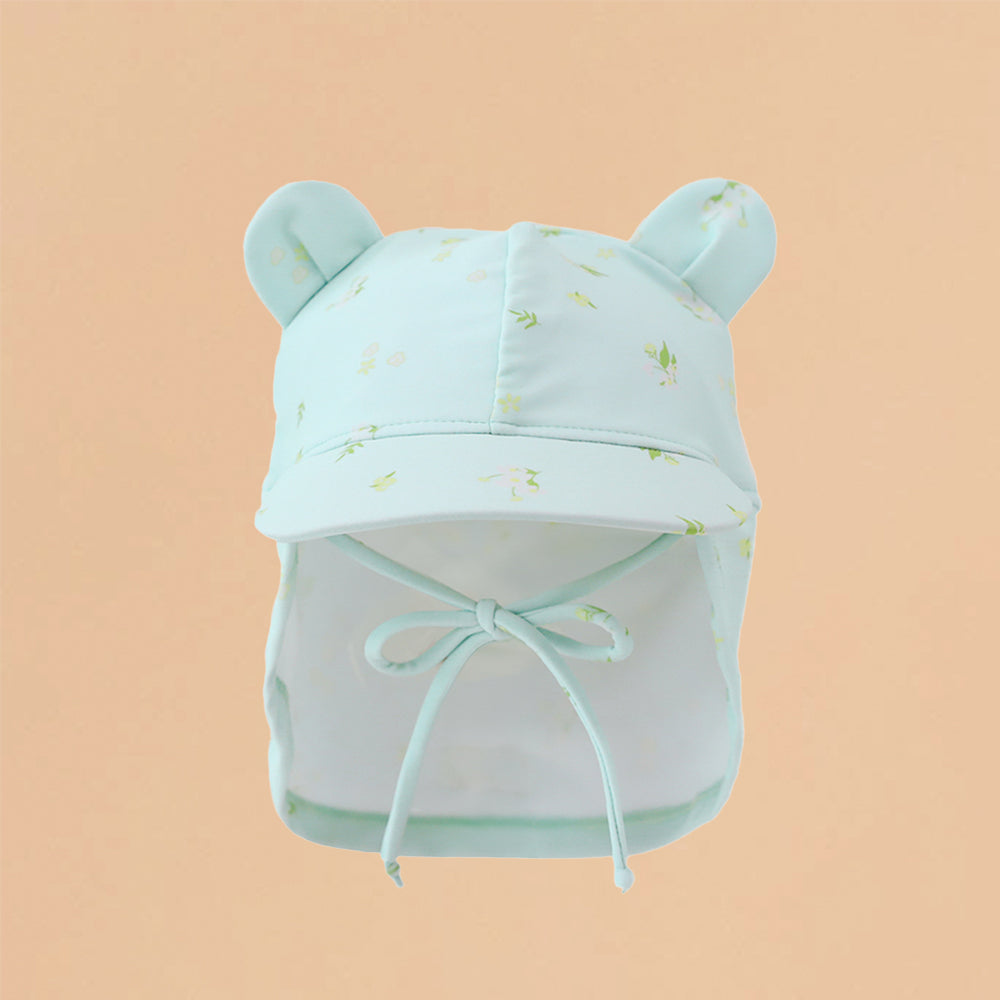 Baby Sunhat in Mint Floral Print by Le Petit Society