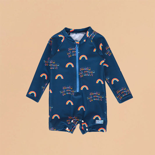 Baby Swimsuit in Rainbow Print by Le Petit Society