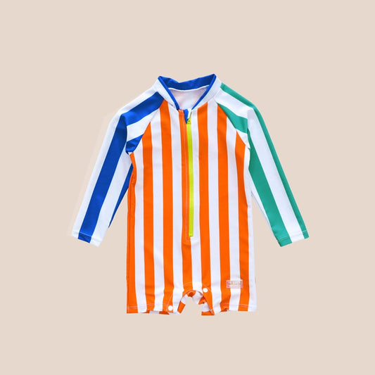 Baby Swimsuit in Rainbow Stripes by Le Petit Society