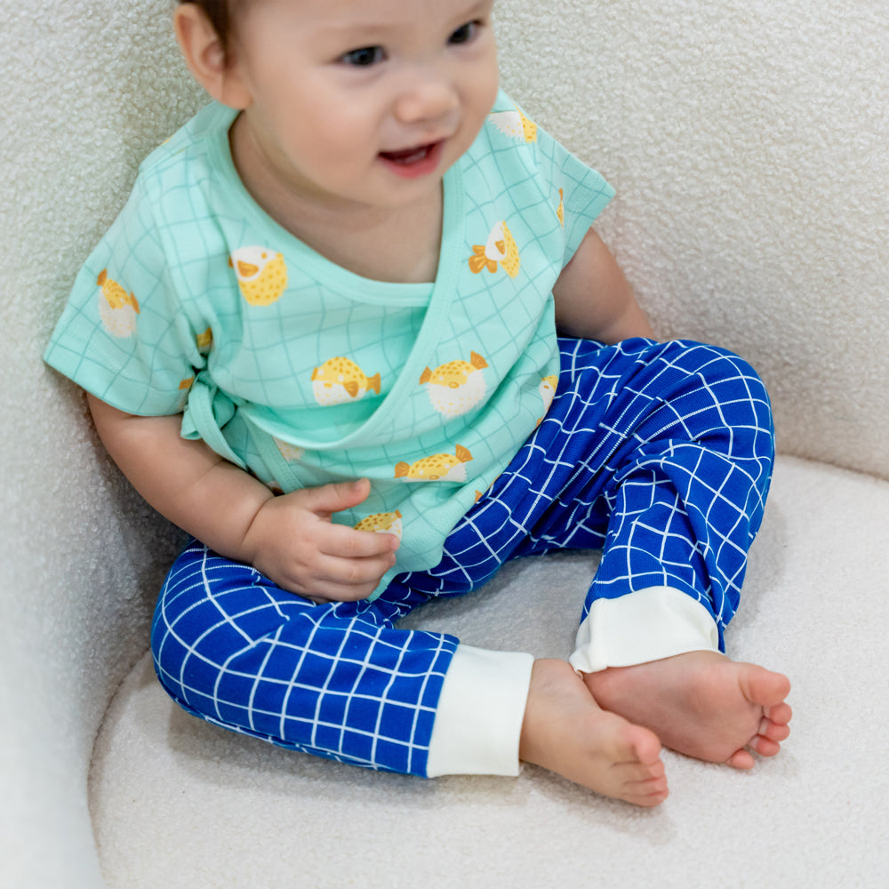 Baby Organic Leggings in Grid Print by Le Petit Society — image 2