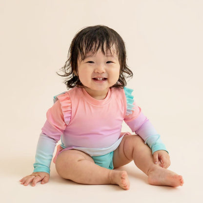 Baby Ruffle Swimsuit in Pastel Gradient by Le Petit Society — image 6