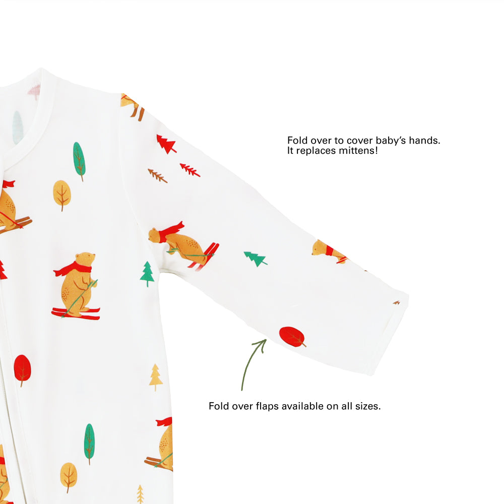 Baby Bamboo Sleepsuit in Ski Bear Print by Le Petit Society — image 7