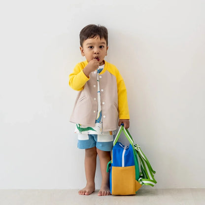 Kids Insulated Backpack in Colour Block - Blue/Green (Personalisable)