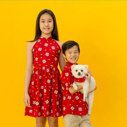 Lion Dance Series - Pet Bandana in Red (Personalisable) by Le Petit Society — image 3