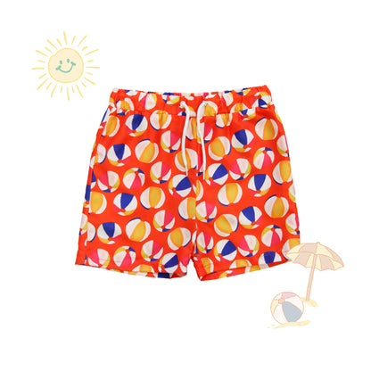 Resort Series - Boys Beach Shorts in Beach Ball Print by Le Petit Society