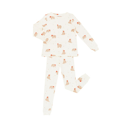 Kids Long Sleeve Organic Pyjamas Set in Christmas Bear Print (Personalisable) by Le Petit Society — image 7