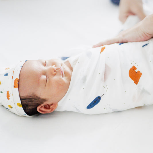 Baby Organic Swaddle in Bear by Le Petit Society