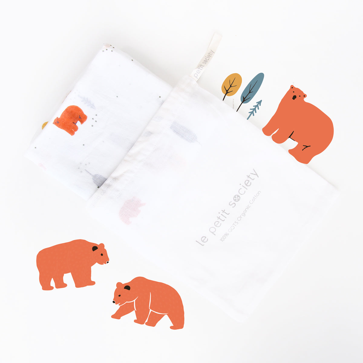 Baby Organic Swaddle in Bear by Le Petit Society — image 3