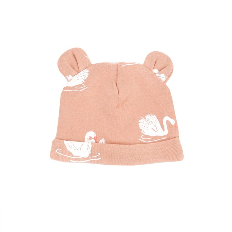 Baby Organic Bear Hat in Swan Print by Le Petit Society — image 4