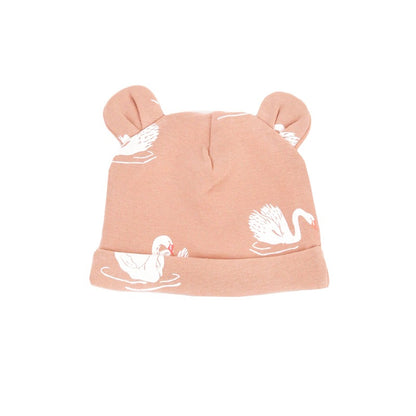 Baby Organic Bear Hat in Swan Print by Le Petit Society — image 4