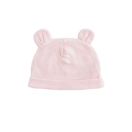 Baby Organic Bear Hat in Pink-NB by Le Petit Society