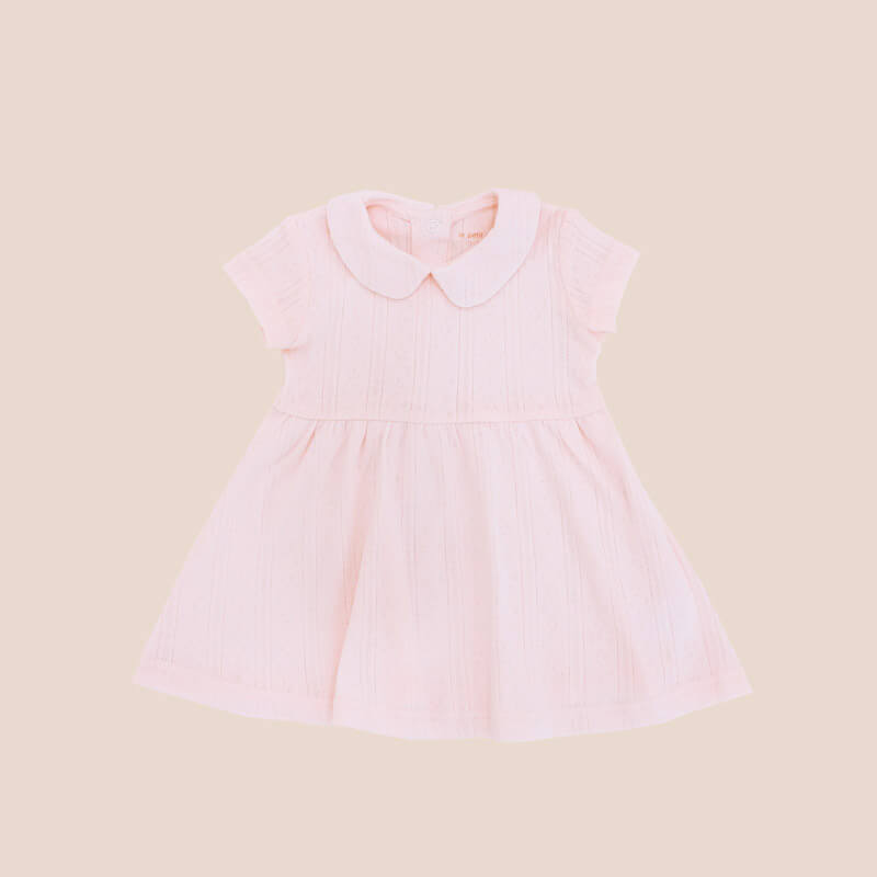 Baby Girl Dress in Pink Pointelle Cotton by Le Petit Society — image 10