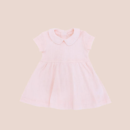 Baby Girl Dress in Pink Pointelle Cotton by Le Petit Society — image 6