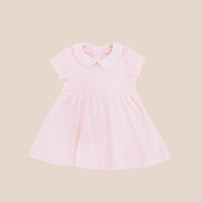 Baby Girl Dress in Pink Pointelle Cotton by Le Petit Society — image 11