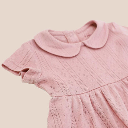 Baby Girl Dress in Plum Pointelle Cotton by Le Petit Society — image 11